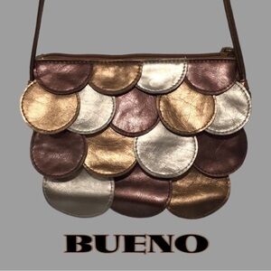 Vintage BUENO Metallic Mini “Circle Bag”, Gold/Copper/Brown